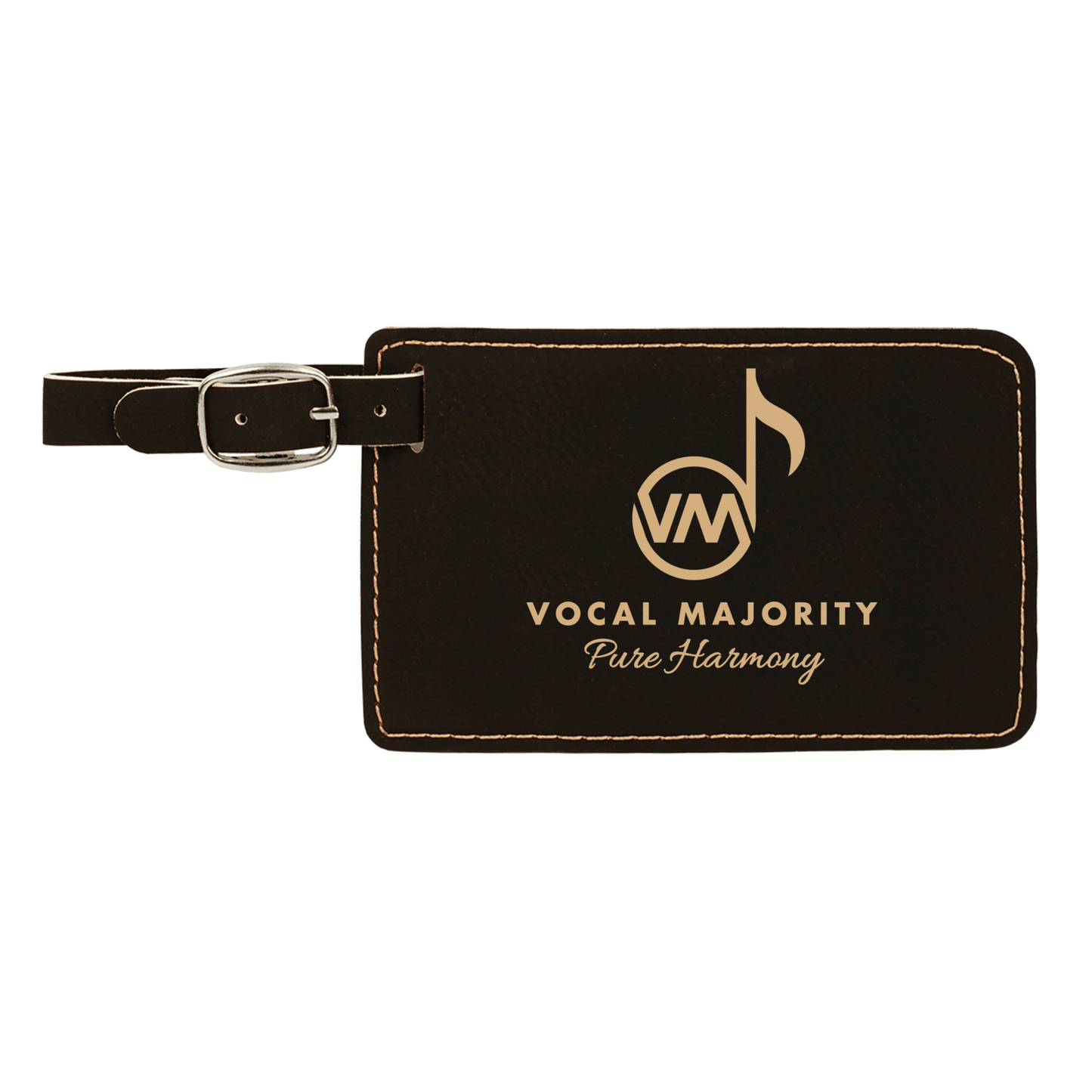 Vocal Majority - Black/Gold Leatherette Luggage Tag