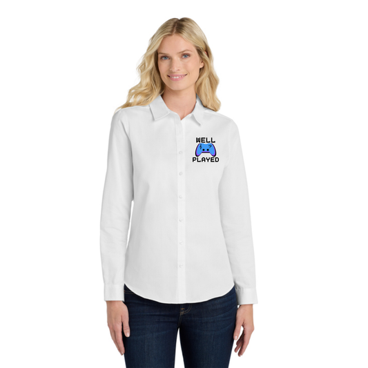 Well Played - Embroidered Long Sleeve Women's Fit SuperPro React™ Twill Shirt