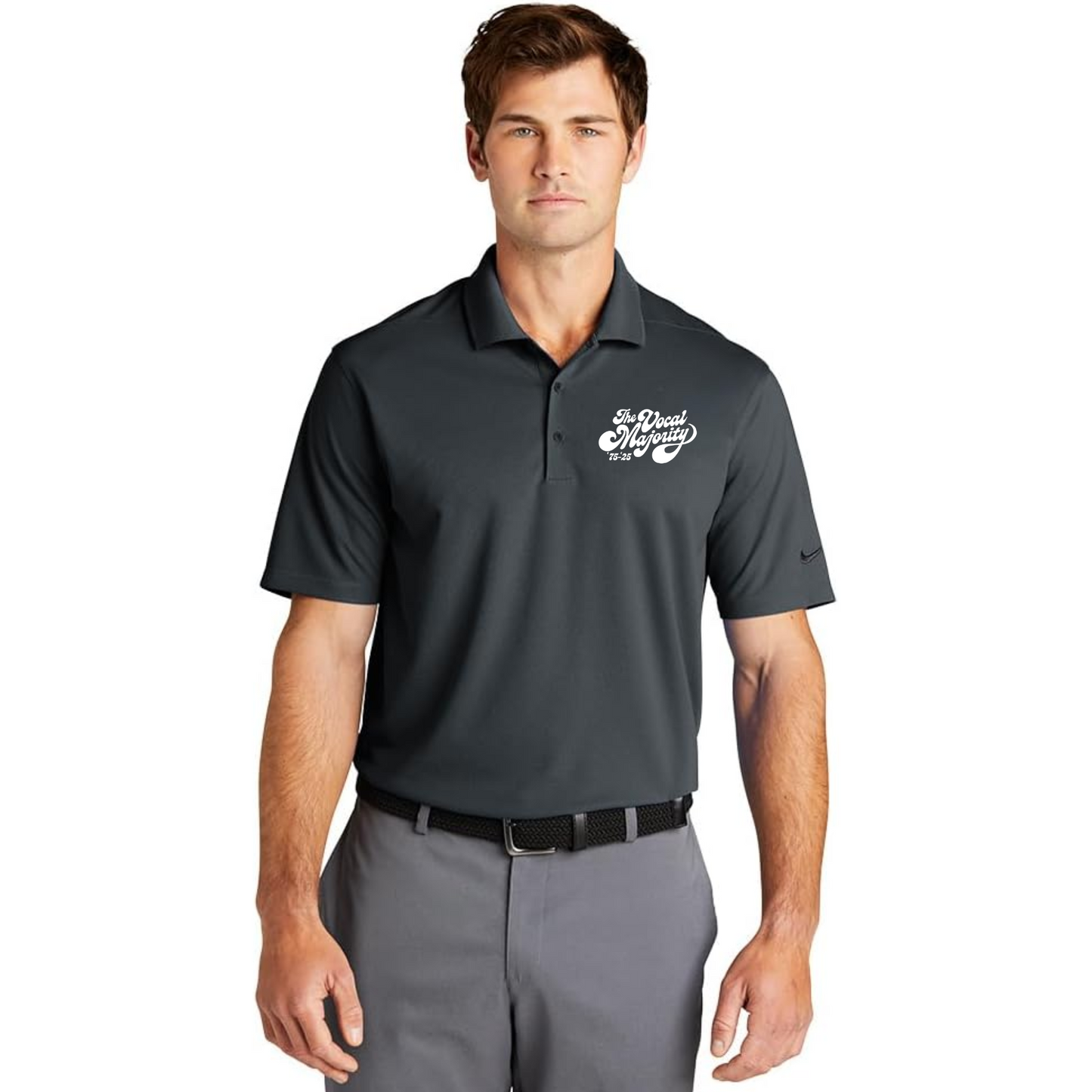Vocal Majority - Retro Logo Men's Embroidered Nike Dri-FIT Micro Pique Polo