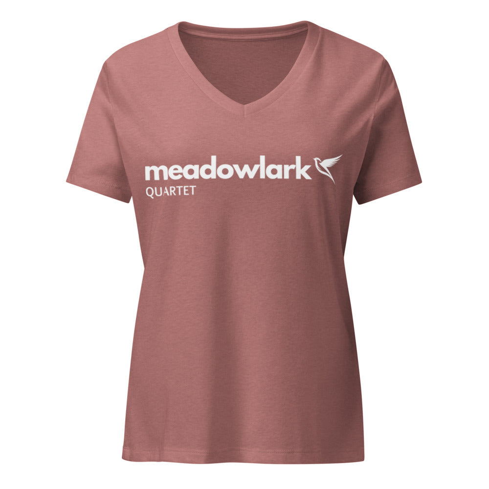 Meadowlark — Women's Relaxed V-Neck T-Shirt | Bella Canvas 6405CVC (Berry)