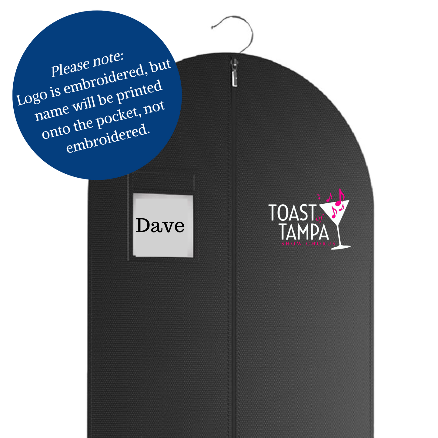 Toast of Tampa - Embroidered Short Garment Bags for Dresses, Costumes, Coats, etc.