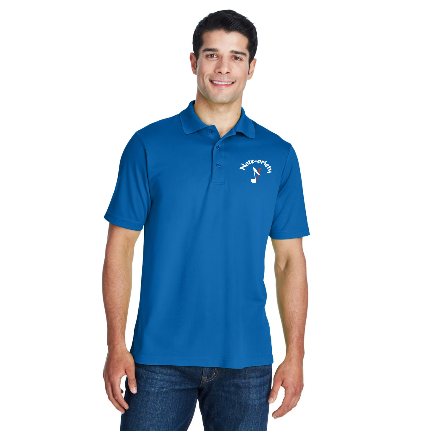 Note-oriety Embroidered Men's Origin Performance Piqué Polo - True Royal