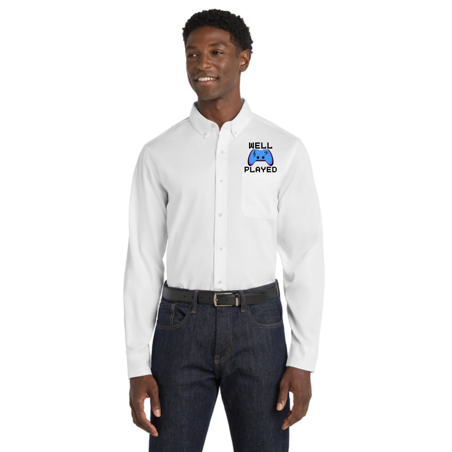 Well Played -  Embroidered Long Sleeve SuperPro React™ Twill Shirt