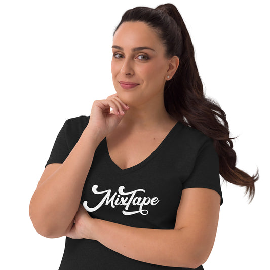 MixTape Logo: Printed Women’s recycled v-neck t-shirt