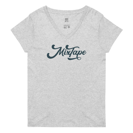 MixTape Logo: Printed Women’s recycled v-neck t-shirt